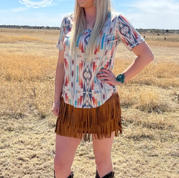 Fort Worth Fringe Skort - Brown - Picture 4 of 6